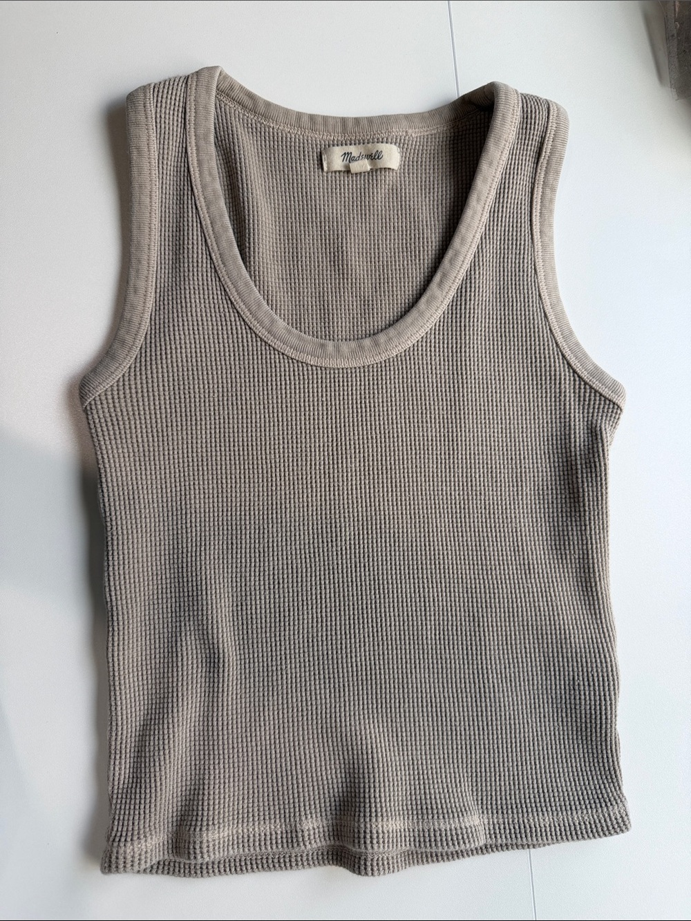 Madewell Neutral Waffle Knit Tank Top — Light Beige XXS